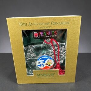 Marquis Waterford Crystal Peanuts 50th Anniversary Snoopy Sleigh Ride Ornament